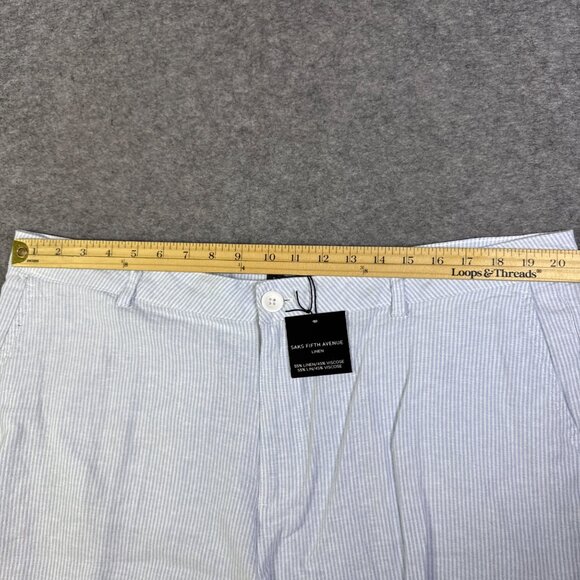 Saks Fifth Avenue Shorts Mens 40 Blue Linen Sky Resort Dressy Beach Lightweight - Picture 5 of 10